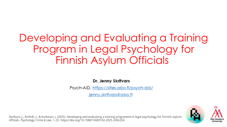Presentation of a Training Program in Legal Psychology for Finnish Asylum Officials