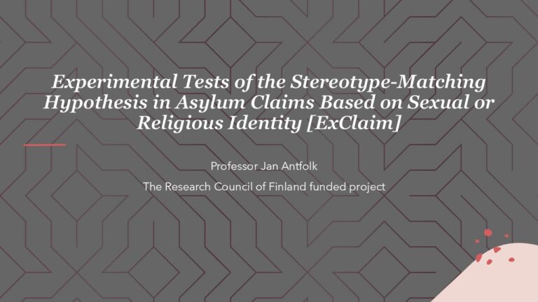 Professor Jan Antfolk is awarded funds for the Stereotype-Matching Hypothesis in Asylum Claims project